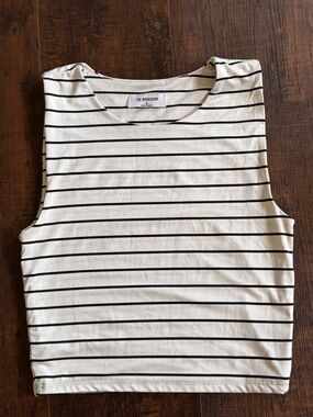 Workshop Republic Clothing White Tank Top with Black Stripes